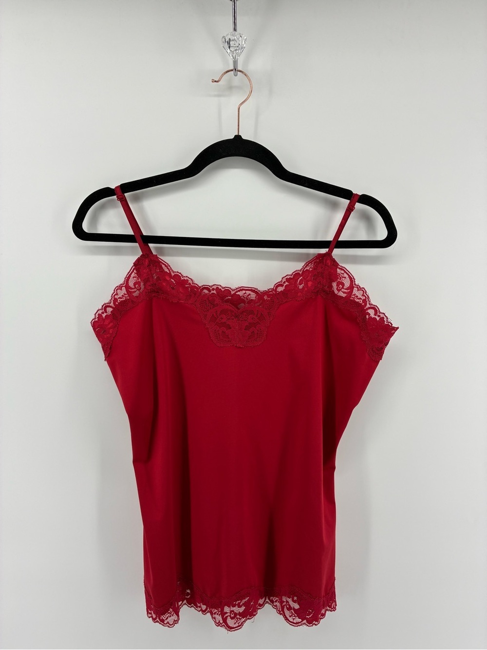 Red Lace Trim Cami Tank Top